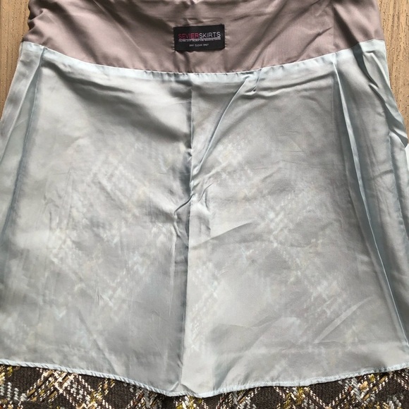 Sevier Skirts Plaid A-Line Skirt Grey, White, Light Blue & Metallic Copper Sz 10 - Picture 7 of 7